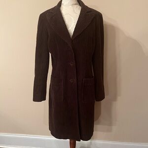 Jones New York Dark Brown Corduroy Coat. Size M.